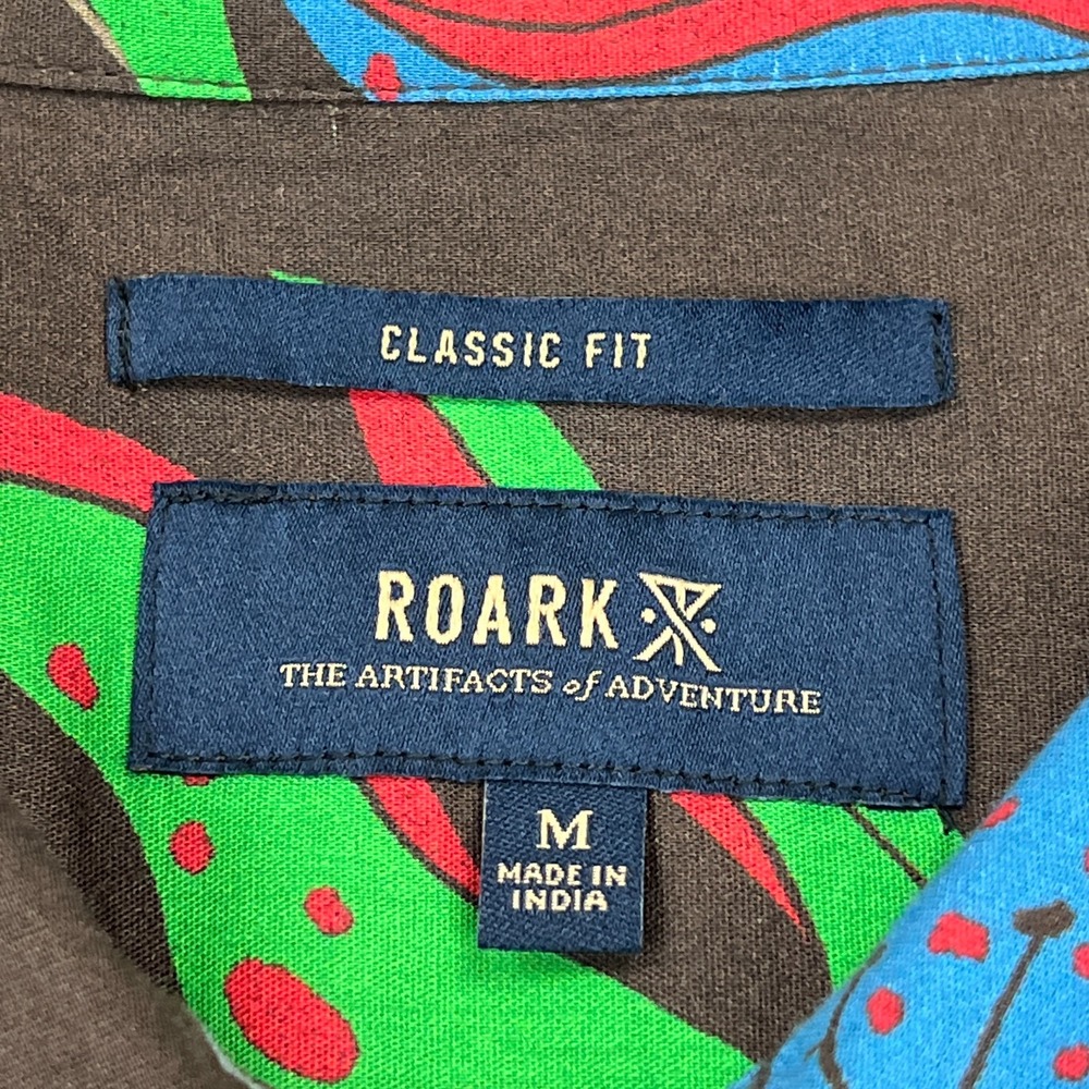 Roark Shirt Men's Medium Gonzo S/S Woven Coffee Phantasm AOP Organic Button Up - Picture 2 of 10